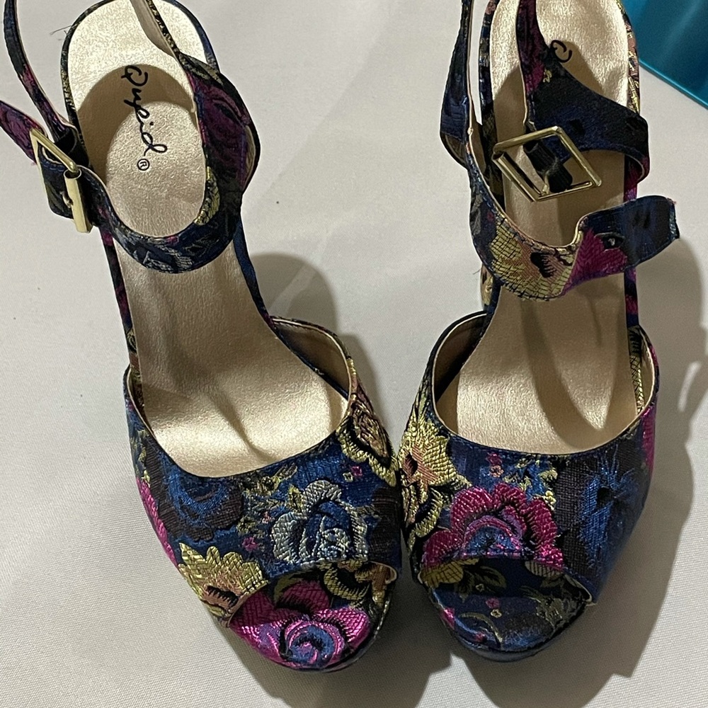 Qupid multi color platform heels